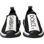 Dolce & Gabbana Black and White Polyester Blend Sorrento Slip-On Sneakers