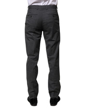 Gray Striped Cotton Formal Pants