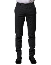 Gray Striped Cotton Formal Pants