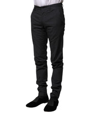 Gray Striped Cotton Formal Pants
