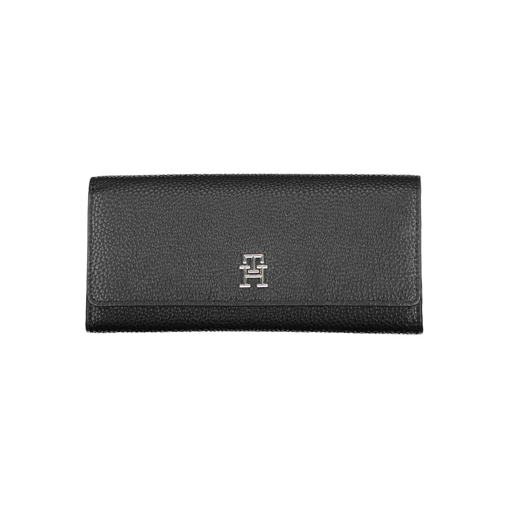 Black wallet with a brand logo on a white background
