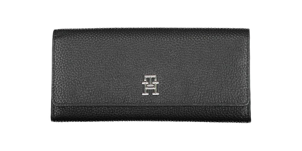 Black wallet with a brand logo on a white background