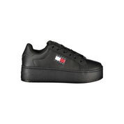 Tommy Hilfiger Black Polyurethane Wedge Sneakers