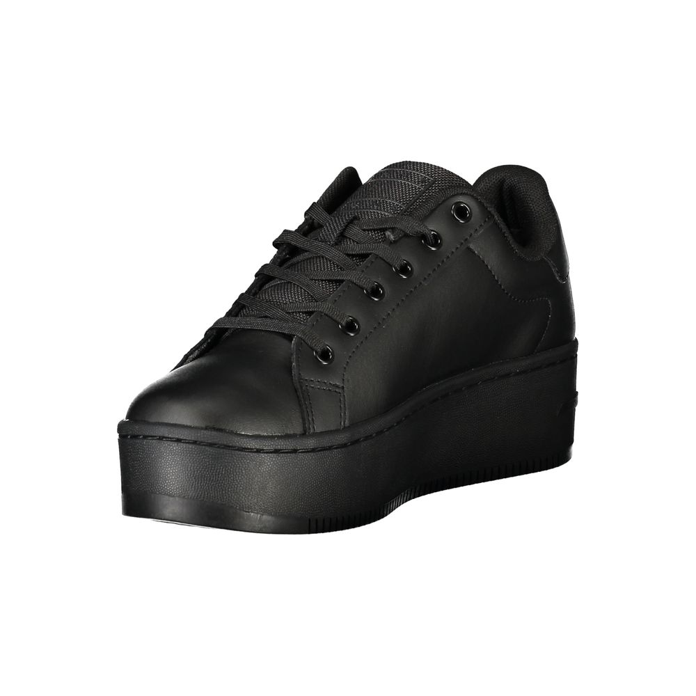 Tommy Hilfiger Black Polyurethane Wedge Sneakers