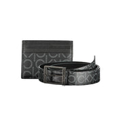 Calvin Klein Black Polyurethane Wallet & Belt Set