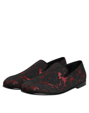 Dolce & Gabbana Red Black Leather Slip On Loafers