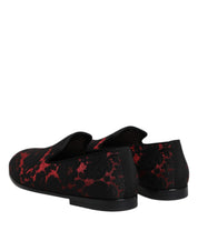 Dolce & Gabbana Red Black Leather Slip On Loafers