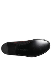 Dolce & Gabbana Red Black Leather Slip On Loafers