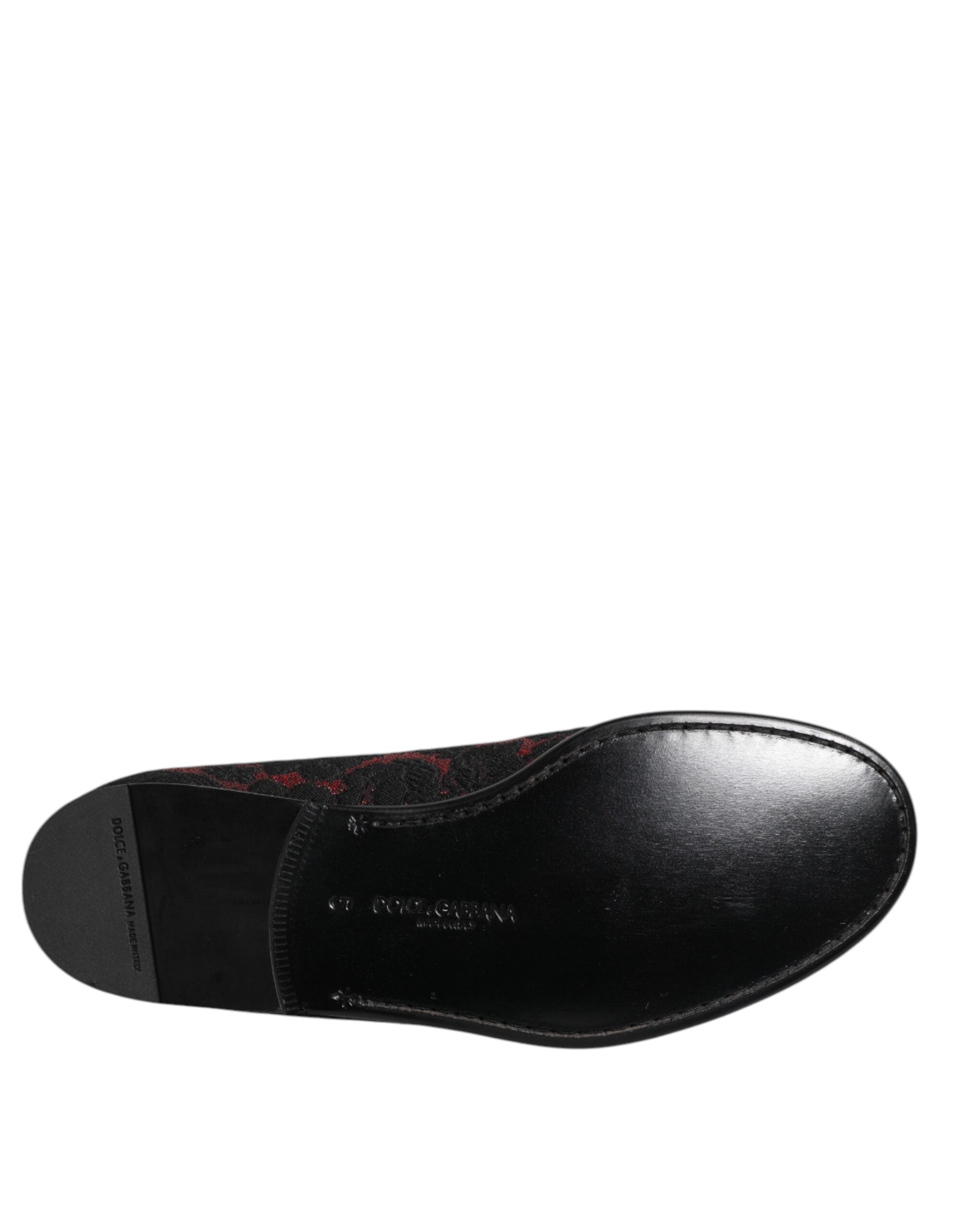Dolce & Gabbana Red Black Leather Slip On Loafers