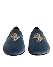 Dolce & Gabbana Blue Velvet Leather Loafers