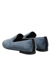 Dolce & Gabbana Blue Velvet Leather Loafers