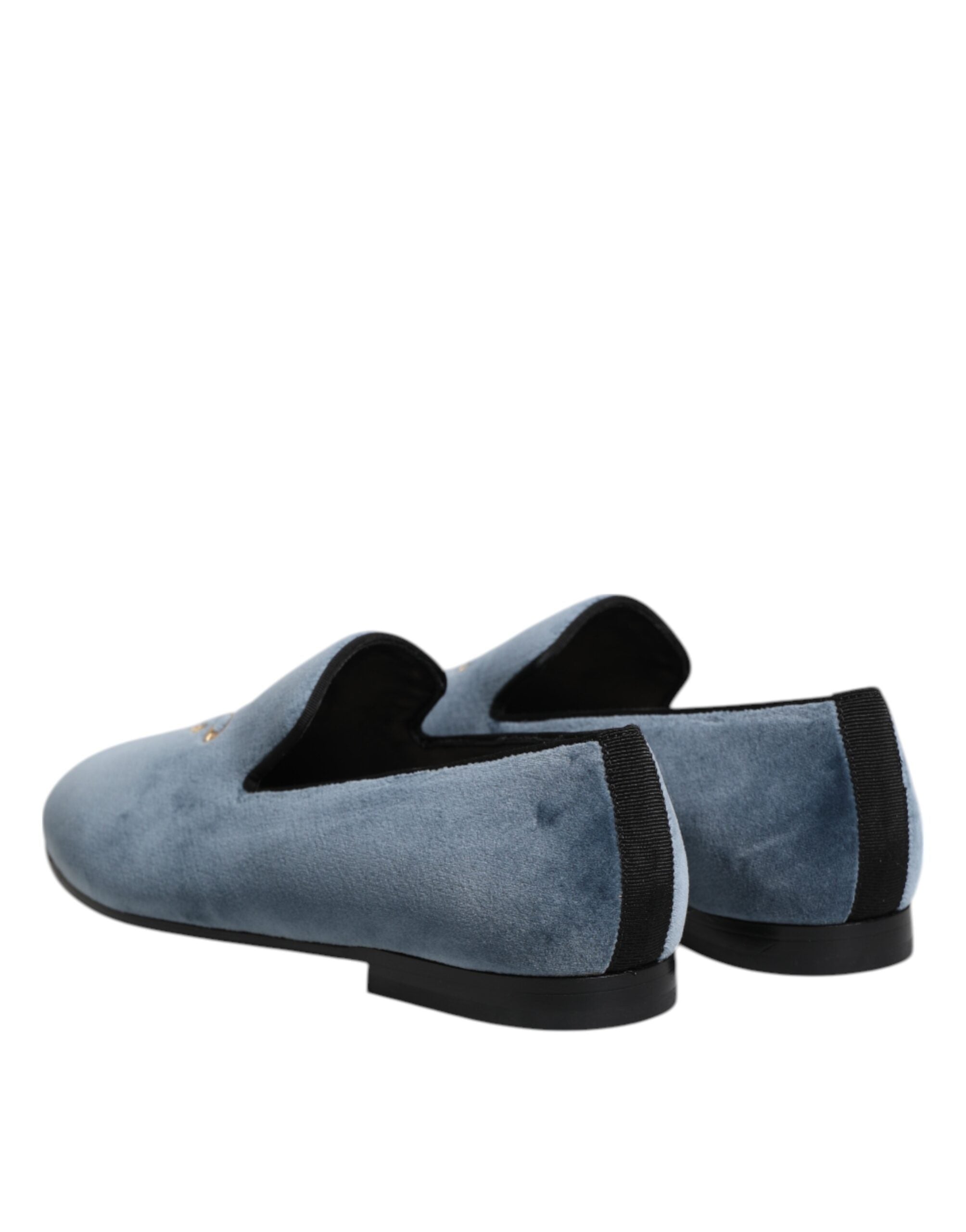 Dolce & Gabbana Blue Velvet Leather Loafers