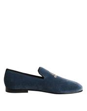 Dolce & Gabbana Blue Velvet Leather Loafers