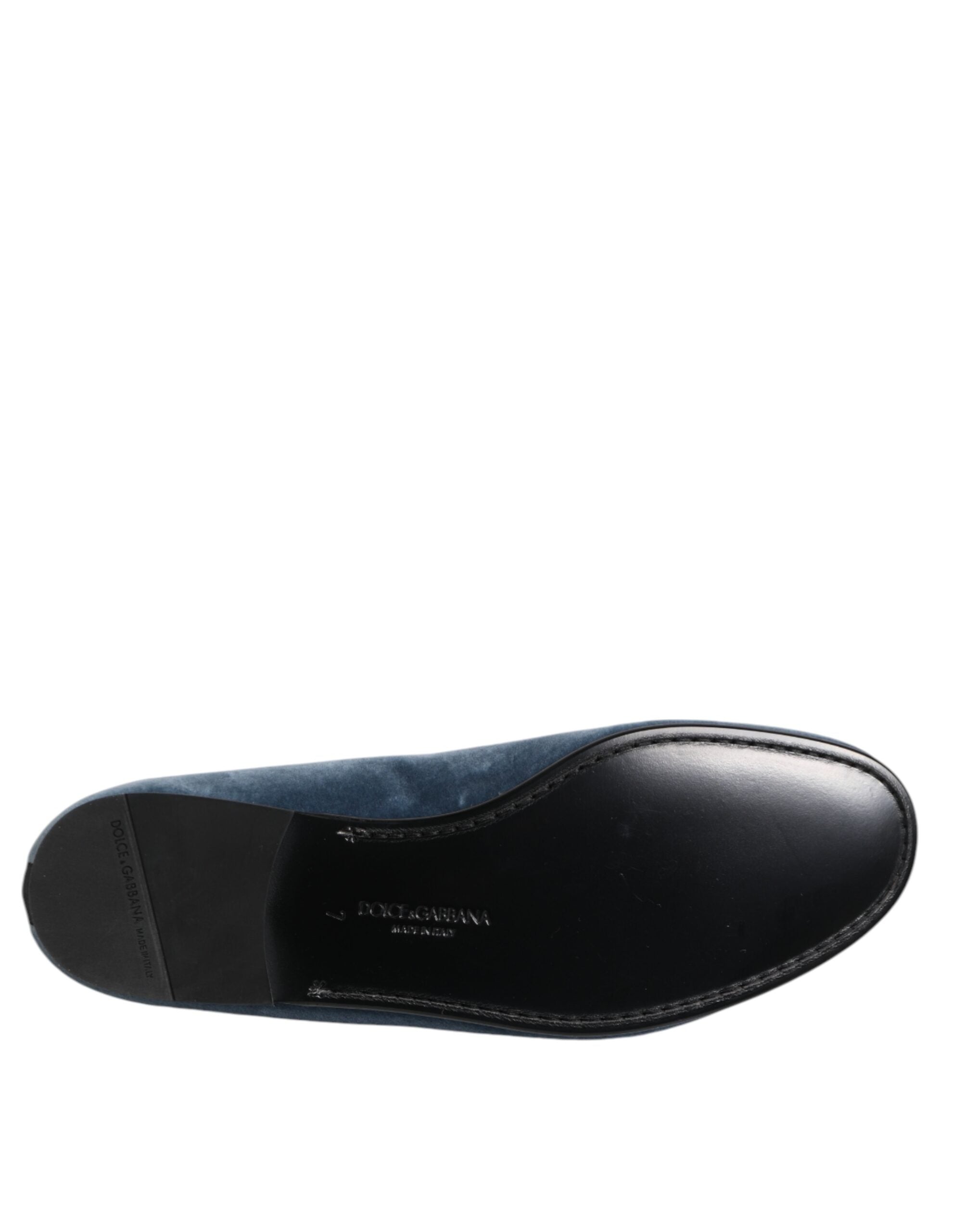 Dolce & Gabbana Blue Velvet Leather Loafers