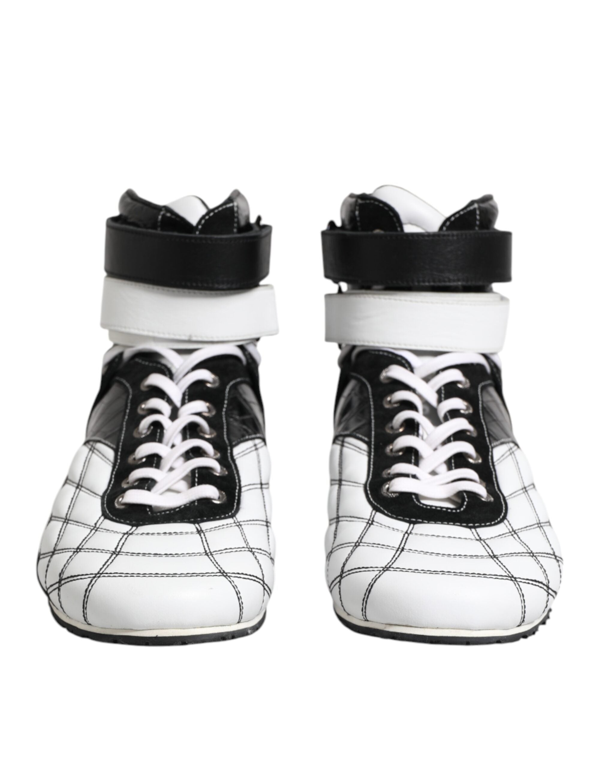 Svarta och vita lädersneakers med höga skaft