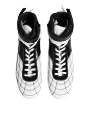 Svarta och vita lädersneakers med höga skaft