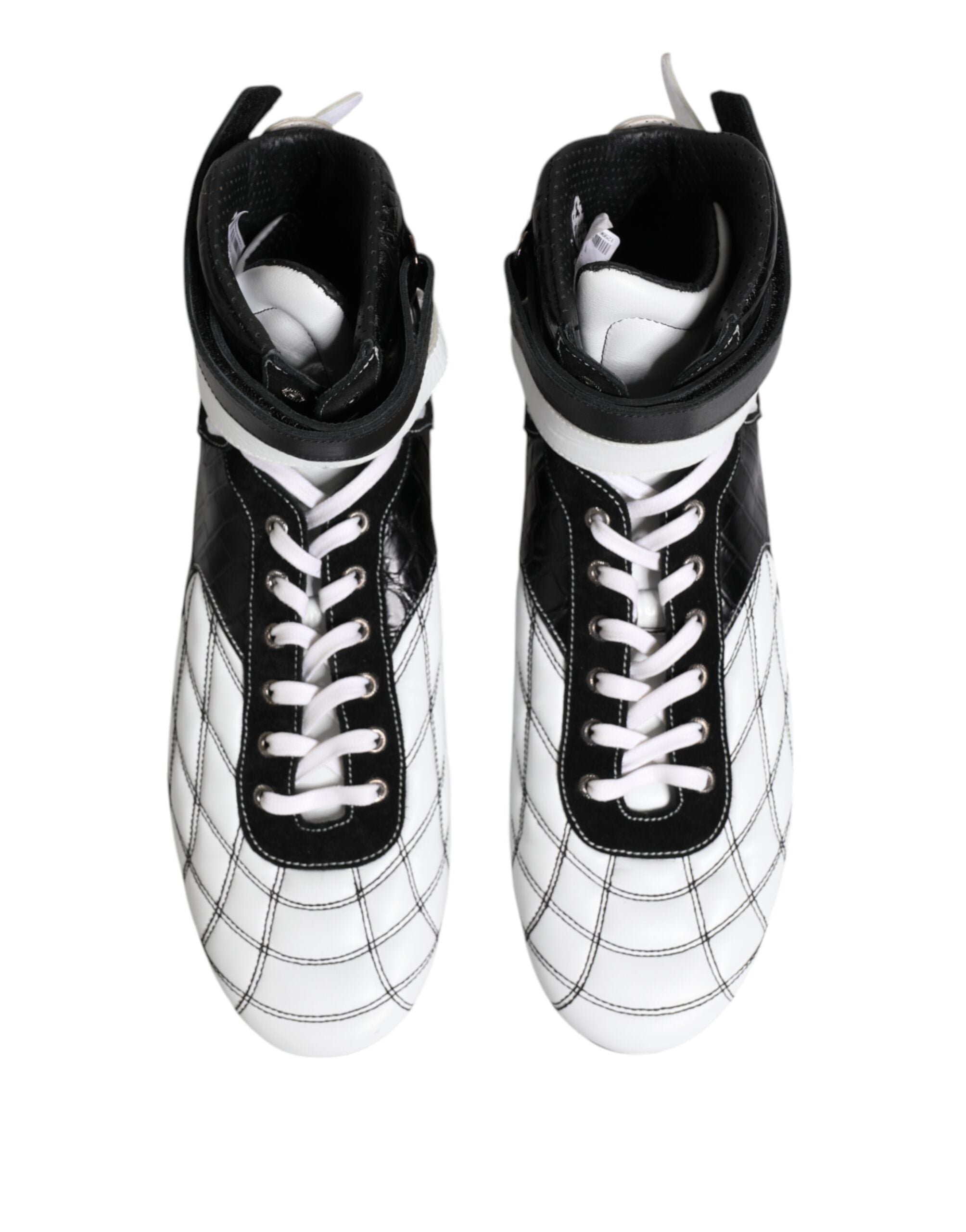 Svarta och vita lädersneakers med höga skaft