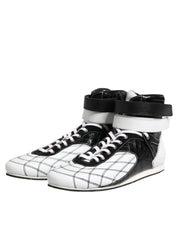 Svarta och vita lädersneakers med höga skaft