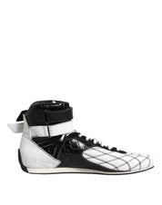 Svarta och vita lädersneakers med höga skaft