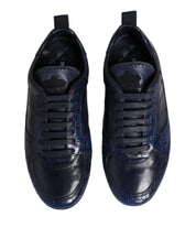Dolce & Gabbana Dark Blue Crocodile Leather Low Top Sneakers