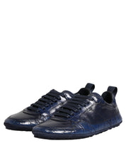 Dolce & Gabbana Dark Blue Crocodile Leather Low Top Sneakers
