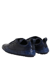 Dolce & Gabbana Dark Blue Crocodile Leather Low Top Sneakers
