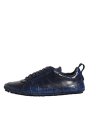 Dolce & Gabbana Dark Blue Crocodile Leather Low Top Sneakers