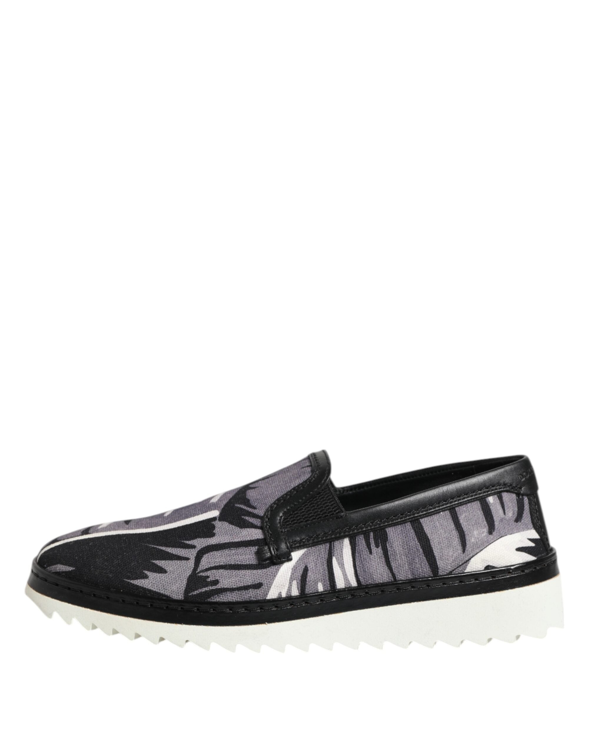 Dolce & Gabbana Black Cotton Leather Low-top Sneakers