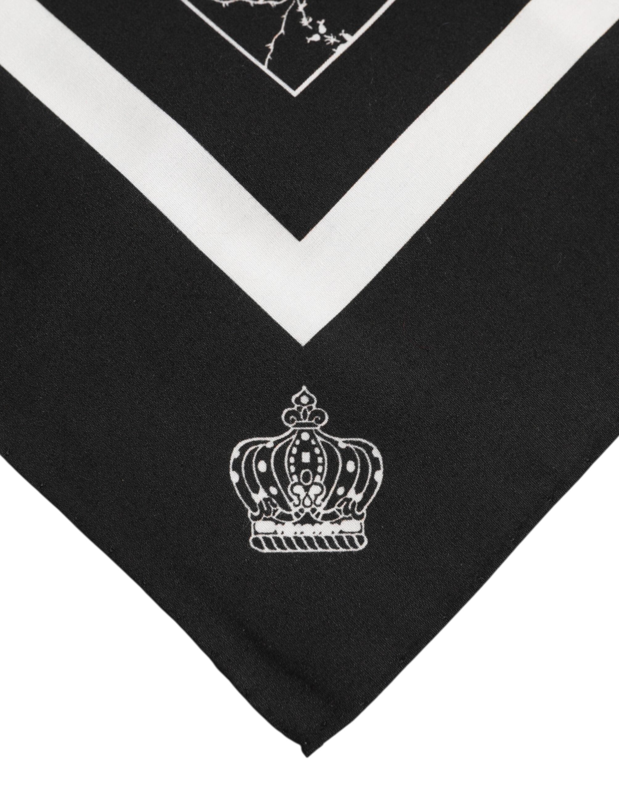 Svartvit fyrkantig halsduk med bomullstryck