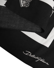 Svartvit fyrkantig halsduk med bomullstryck