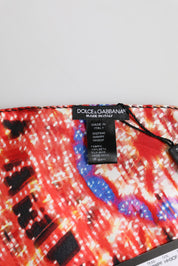 Svart sidenscarf med flerfärgat tryck