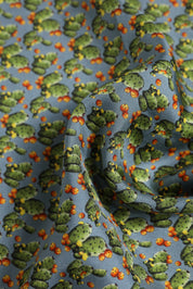 Grå &amp; grön sidenhalsduk med kaktustryck