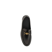 Versace Black Calf Leather Slip-On Loafers