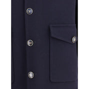 Blue Fleece Wool Coat