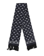 Svart sidenscarf med kronfransar