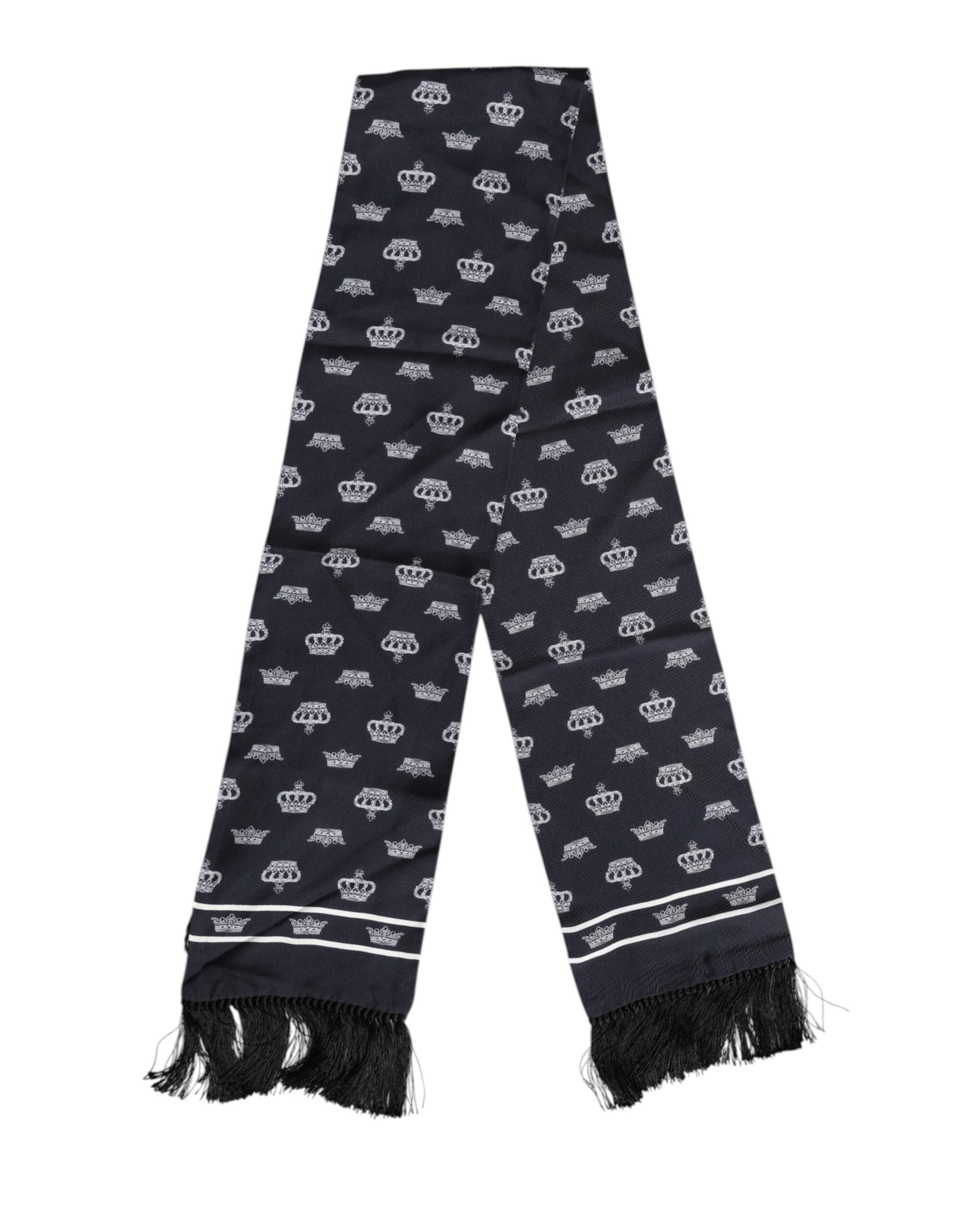 Svart sidenscarf med kronfransar