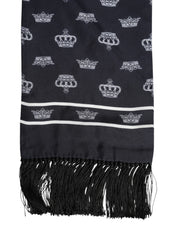 Svart sidenscarf med kronfransar