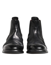 Svarta läderklackar, slip-on skor
