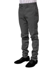 Black White Checkered Tapered Dress Pants