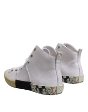 White Lace Up Mid Top Women Sneakers Shoes