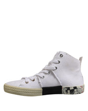 White Lace Up Mid Top Women Sneakers Shoes