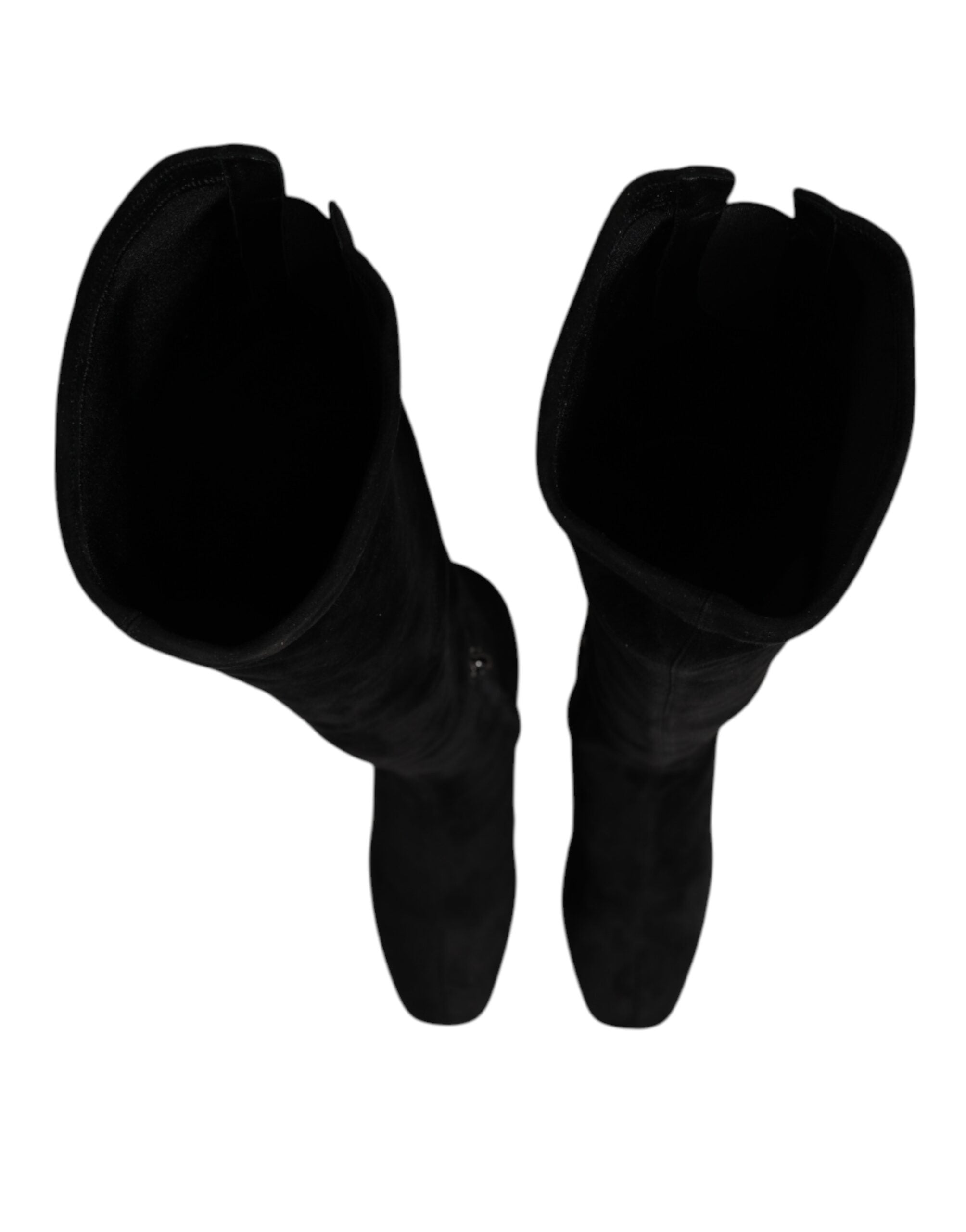 Svarta läderboots i mocka, knähöga
