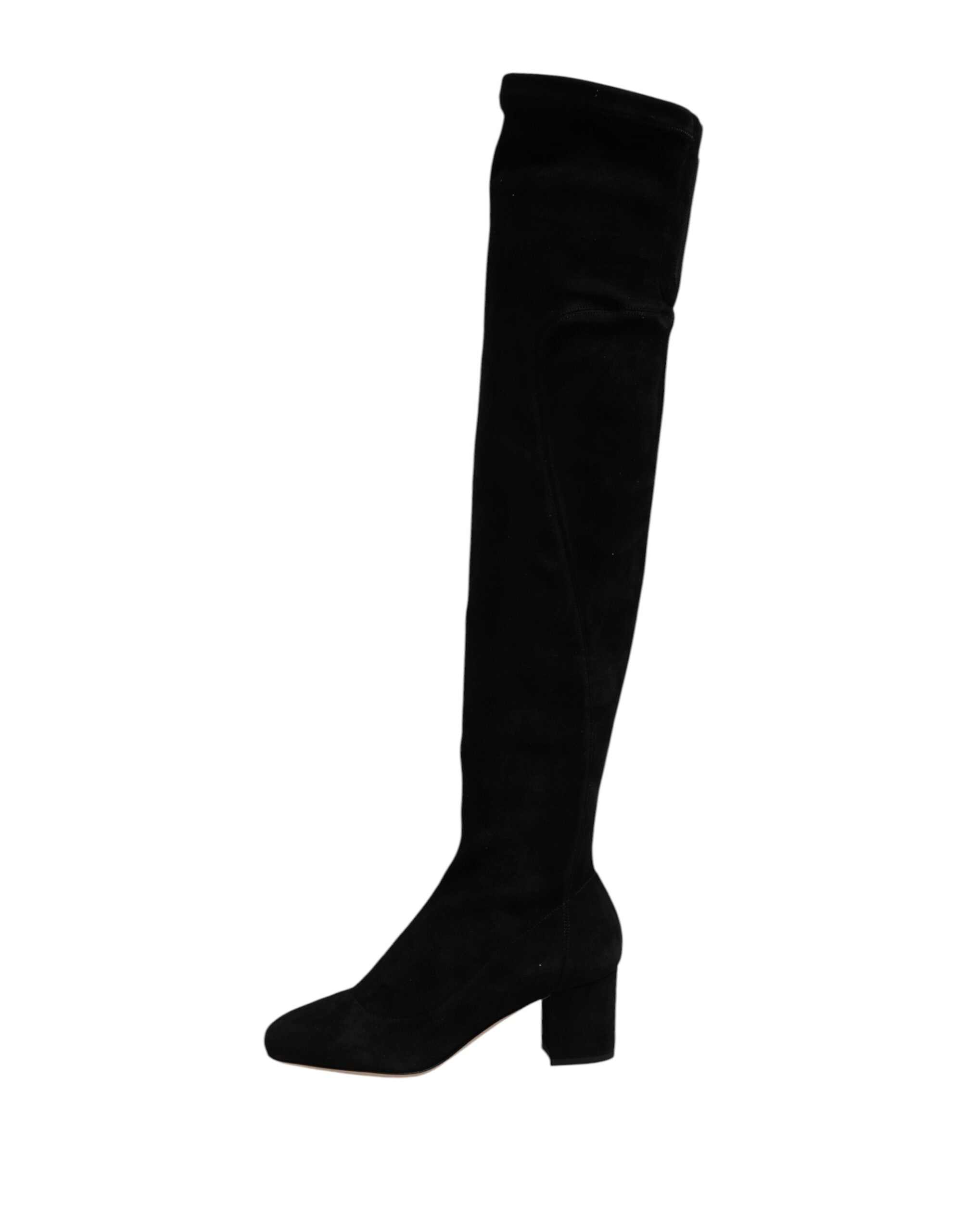 Svarta läderboots i mocka, knähöga