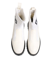 Vita beige DG-logotypade midicalfboots