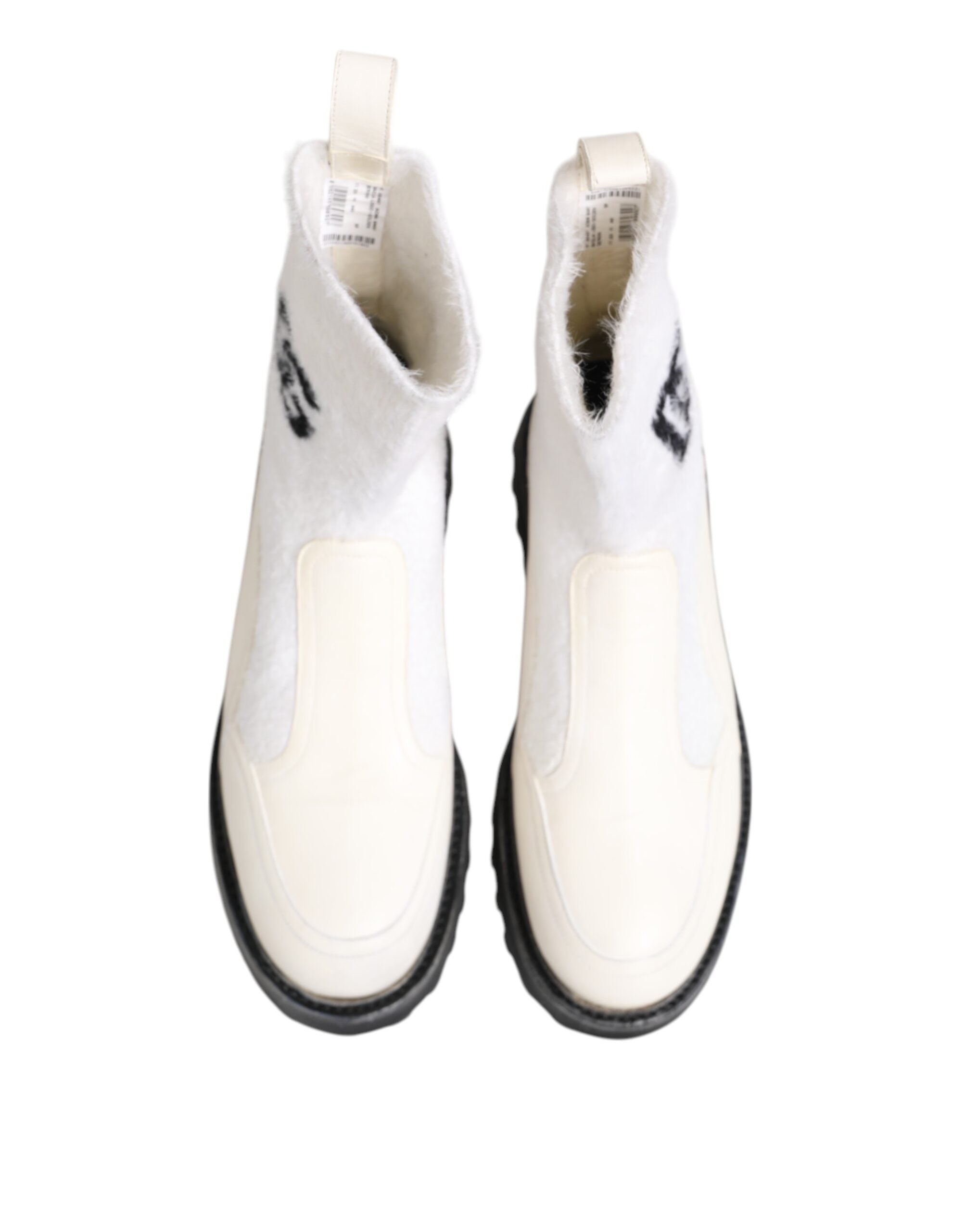 Vita beige DG-logotypade midicalfboots