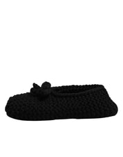 Black Wool Slip On Flats Ballerina Shoes