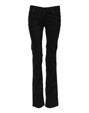 Black Cotton Stretch Flared Bootcut Denim Jeans