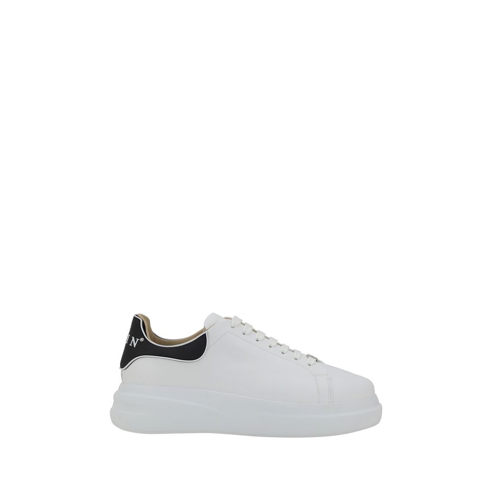 Philipp Plein White Calf Leather Low Top Sneakers