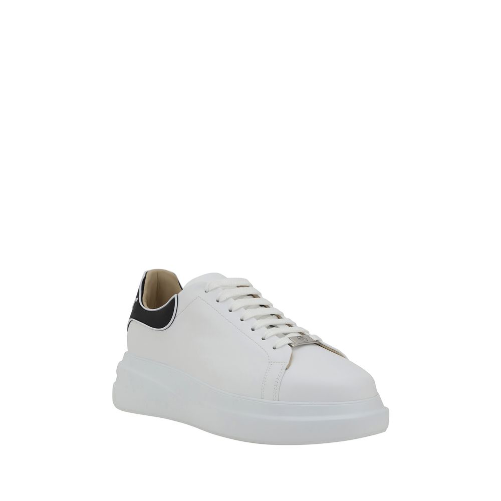 Philipp Plein White Calf Leather Low Top Sneakers