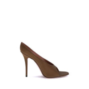 Brown Calf Leather Pointed Toe High Heel Pumps